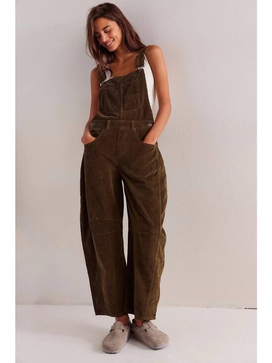 Free People Pants - Free People Good Luck Cord Overalls in Fir Green Size Large